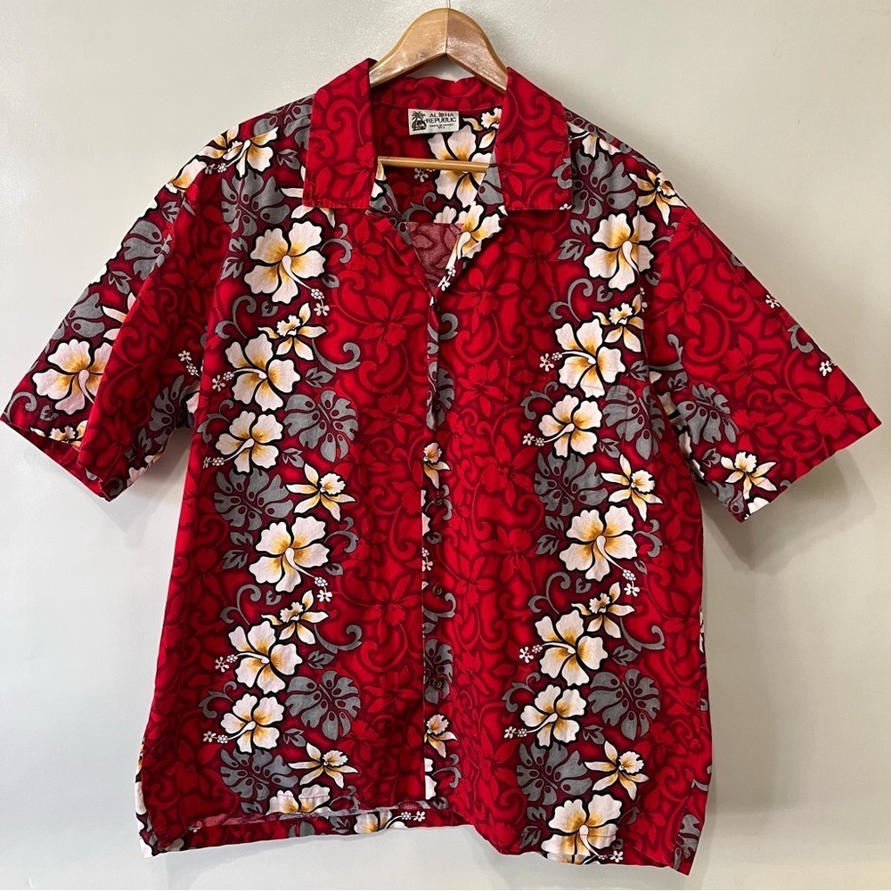 Vintage Aloha Republic Red Hawaiian Shirt